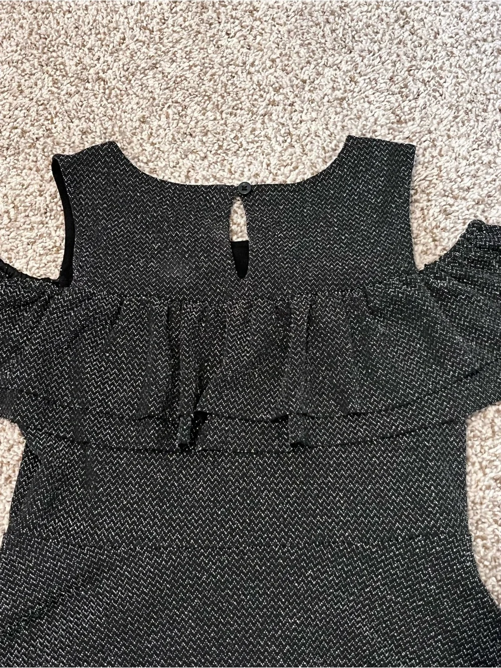 Children’s Place Black Glitter Ruffle Cold-Shoulder Dress